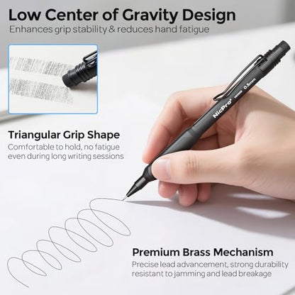 Nicpro 0.5 mm Mechanical Pencil Set with Case, 3PCS Mechanical Pencils 0.5 - style: 0.5mm(3 Pcs)