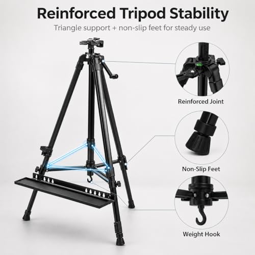 RRFTOK 21-61 Inch Adjustable Art Easel Stand for Painting with Tray - style: 61B 1-Pack