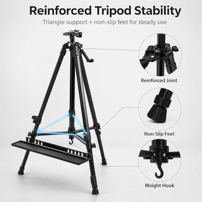 RRFTOK 21-61 Inch Adjustable Art Easel Stand for Painting with Tray - style: 61B 1-Pack