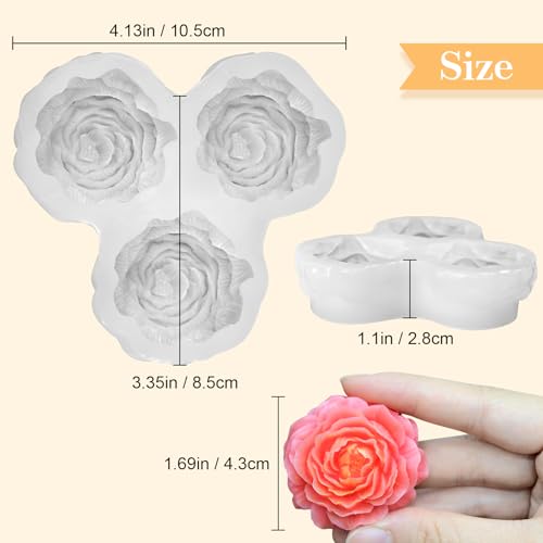 Peony Candle Mold, 3 Cavity Peony Flower Making Mold - color: 3 Cavity Peony Flower Silicone Molds