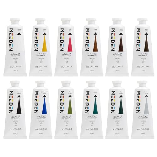 MEEDEN Artist Oil Paint Set - 12 Colors x 60ml/2oz Tubes | Landscape and Plein Air for Canvas Painting, Nature Colors for Sky, Water, Trees and Earth, for Artists and Beginners - color: 12 Colors-Landscape, size: 2 Fl Oz (Pack of 12)
