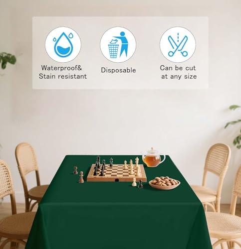 HEIPINIUYE 2 Pack Green Tablecloth Disposable 54 x 108 Inch Green Plastic Table Cloth Disposable Waterproof Rectangle Table Cover for Party Birthday Camping Picnic Tablecloths - color: Green Rectangle Tablecloth, size: 2 Pack
