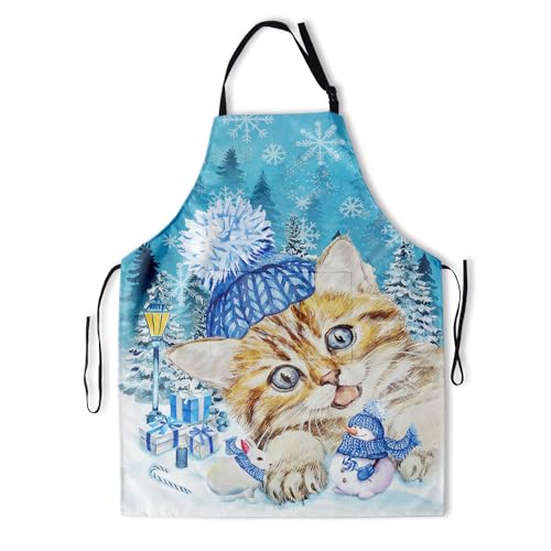 Imiss Waterproof Stain-Resistant Cooking Chef Aprons for Grill BBQ Baking 27 X 31 Inch - color: Cat