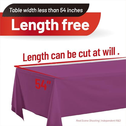Plastic Table Cover Roll, 110 Ft X 54 In Plastic Table Cloth Disposable | Purple Plastic Tablecloth Roll with Cutter PEVA Disposable Tablecloth for Birthday, Graduation Party, Bridal Shower, Wedding - color: Purple, size: 1320" x 54" (Rectangular)