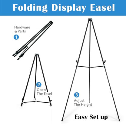 70" Adjustable Aluminum Display Easel Stand, Holds 20 lbs | Versatile Tripod Easel for Artistic Presentations, Lightweight and Sturdy for Art Shows, Exhibitions, and Studios,2 Pack - style: 2 Pack