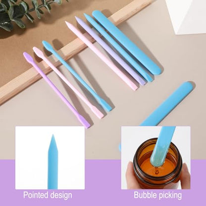 8PCS Silicone Stir Sticks Resin Tools, Reusable Mixing Sticks Silicone Stick for for Liquid, Facial Mask, Glitter Cups, Epoxy, Molds & DIY Crafts