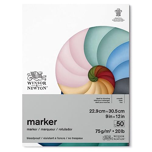 Winsor & Newton Classic Bleedproof Marker Pad, 9" x 12", 50 Sheets, 75 GSM | Bleedproof, 75gsm, Specially Treated Paper, Smoot, Matte, Archival Quality, Desiged for Optimal Marker Performance - size: 9" x 12", style: Classical