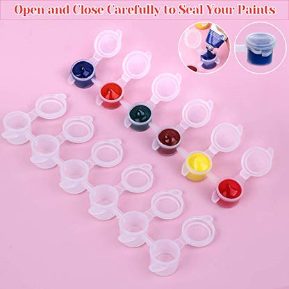 Caffox 240-Piece Empty Paint Pot, 40 Strips Acrylic Mini Paint Container Strip Storage with Lid for Classrooms, School Art & Crafts 3ml/ 0.1oz