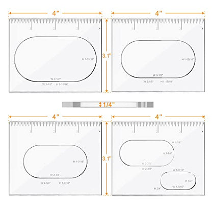 Pack of 4 Oval Inlay Template Set Router Templates for Woodworking Router Jig Templates Decorative Templates - style: 1/4 Thick Oval
