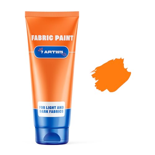 Orange Fabric Paint 2 fl. oz Tube – Permanent Fabric Paint Orange for Clothes | Textile Clothing Paints for Cotton and Synthethic Fabrics, Furniture Upholstery, Shoes, Sneakers, T-Shirt, Tote Bags - color: Orange 2 fl. oz