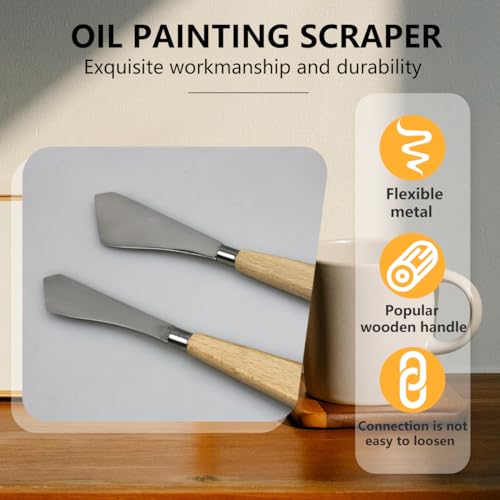 Brushes for Oil Painting Painting Knife Set 5pcs Stainless Steel Palette Knives Background Blender Brush and Fan Blender Artist Brush 2 &1inch Landscape Brushes for Oil Canvas Acrylic Painting