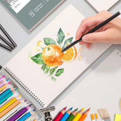 4 Pack Sketch Book, 9 x 12 Inch Sketchbook, 68lb/100gsm Top Spiral Bound Sketch Pad, Acid Free Art Supplies Drawing Painting Sketching Paper for Kids, Adults, Beginners, Artists (30 Sheets Each) | 100gsm Drawing Paper, Hardcover Backboard, Lay-flat Top Sp