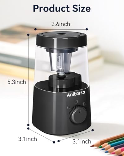 Electric Pencil Sharpener, Battery/USB Cord Operated, Black - color: Black