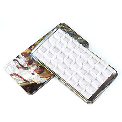 qianshan 40Pcs Empty Half Pans Watercolor Tin Palette with Magnetic Stripe | Travel Tin Palette Case,Portable Artist Paints Half Pan Kits,DIY Watercolor Oils Acrylics Painting Drawing Garden - color: Garden