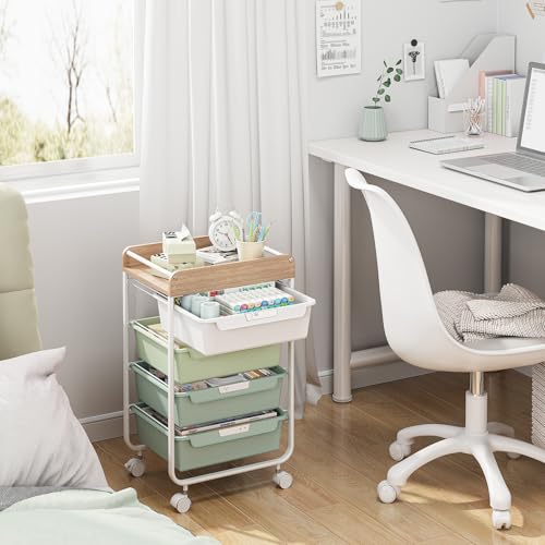 APEXCHASER Utility Cart with 4 Drawers, Art Cart for Teacher Kid, Green - color: Green, size: 4-Drawers