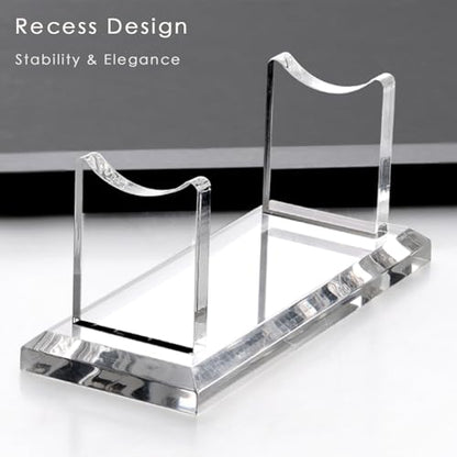 YUXUN Acrylic Pen Holder for Desk - Horizontal Single Pen Display | Fountain Pen Display with 8mm Thick Base | Fountain Pen Rest, Apple Pencil Stand, Crystal-Clear Desk Organizer - size: Single Pen Holder