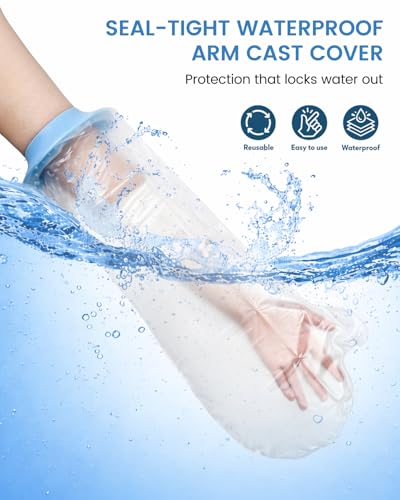 Kids Waterproof Cast Cover for Shower Arm, Light Blue, Arm-M - color: Light Blue, size: Arm-M (20.5" Length)