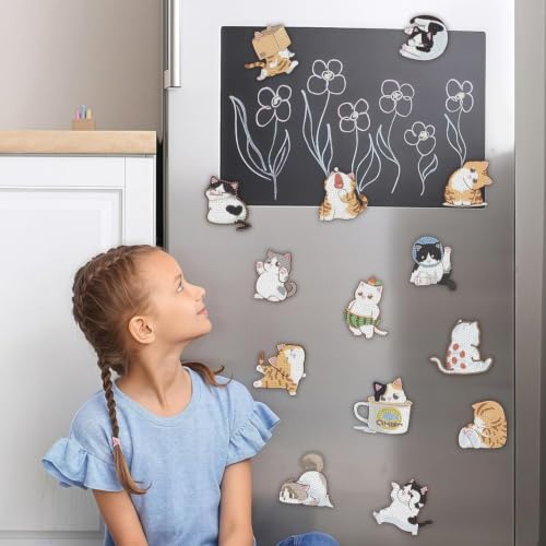 16 Pcs Cat Diamond Painting Magnets Kits Diamond Art Fridge Magnet Refrigerator Sticker Diamond Painting kit for Beginners Adults DIY Art Craft Gifts Home Decors - color: Cat
