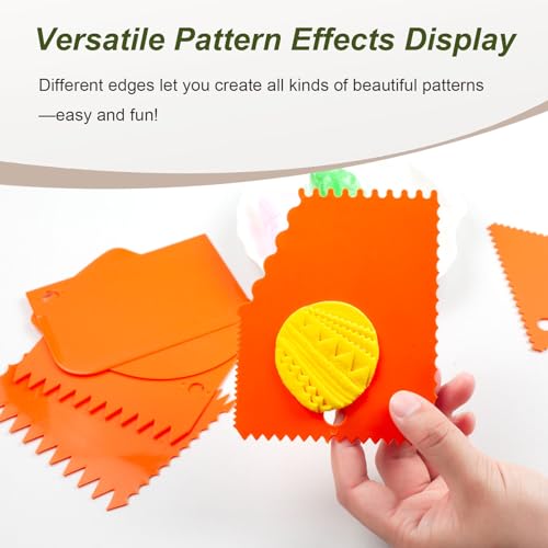 12-Piece Plastic Clay Scraper Set – Serrated Sculpture Knives & Scrapers for Soft Clay, Pottery & Craft Projects (Green/Orange)
