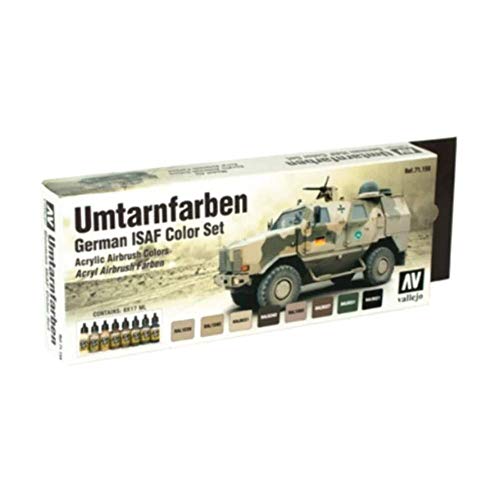 Vallejo - Umtarnfarben German ISAF Colors Acrylic Paint Set | Model Air | AFV Color Series Kit for Historical Reenactments with Artist-Quality Pigments | 8 Bottles x 17 ml (0.57 fl.oz.) - style: Umtarnfarben German ISAF Colors