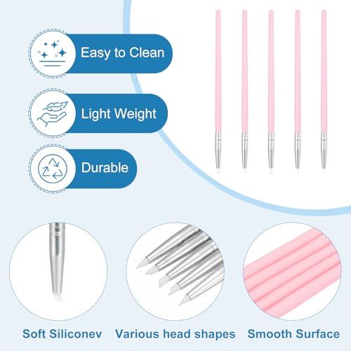 PATIKIL Silicone Clay Sculpting Tool, 15 Pcs Clay Shaping Tool Soft Rubber Modeling Dotting Tool for Pottery Clay Craft Painting Nail Rock, Pink/White (3mm) - color: Pink/White, size: 3mm