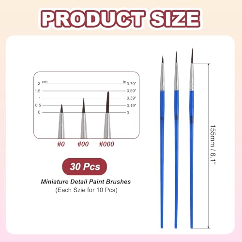 MECCANIXITY 30Pcs Fine Pointed Miniature Paint Brushes, Small Detail Paint Brush for Acrylic Watercolor Oil Model Painting Crafts Rock Painting and DIY Art(Blue #0/#00/#000) - color: Blue, size: #0/#00/#000