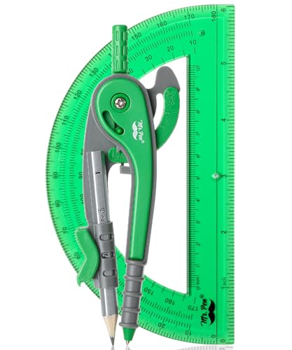 Mr. Pen- Geometry Compass and Protractor Set, 6 Inch Compass - color: Lush Garden Green, size: 1 Set
