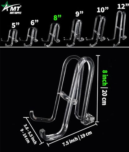 AMT 8 Inch Acrylic Plate Stands for Display - Plate Holder Display Stand + Frame Holder Stand for Picture - color: 8 Inch