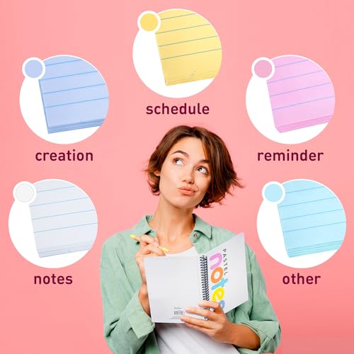 Spiral Notebook, 5x7 Inch Notebooks - Wirebound College Ruled Note Books, Bright Pastel Colored Lined Paper, Perforated Notepad Memo Books - Durable Poly Cover, Journaling Notebook - 100 Sheets - 3