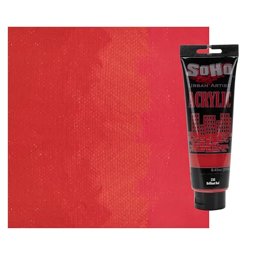 Soho Urban Artist Heavy Body Acrylic Paint - 250 ml Tube - Brilliant Red - Thick, Rich Color, Excellent Coverage, Professional Quality - Artists Acrylic Paint - color: Brilliant Red, size: 8.45 Fl Oz (Pack of 1)