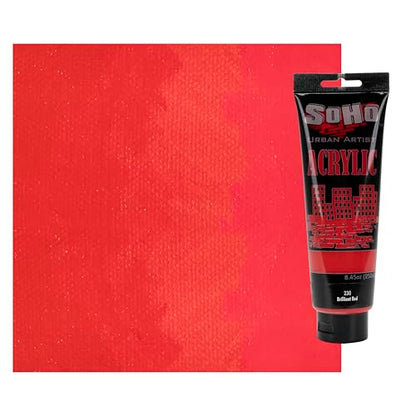 Soho Urban Artist Heavy Body Acrylic Paint - 250 ml Tube - Brilliant Red - Thick, Rich Color, Excellent Coverage, Professional Quality - Artists Acrylic Paint - color: Brilliant Red, size: 8.45 Fl Oz (Pack of 1)