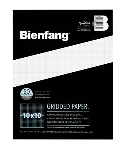 Bienfang Designer Grid Graph Paper Pad, 10x10 Cross Section, 8.5 x 11 Inches, 50 Sheets - color: 10x10 Cross Section, size: 8.5 x 11