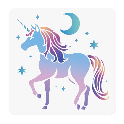 Unicorn Stencil for Painting 11.8 x 11.8 Inch Reusable Plastic Unicorn Template for Painting on Wall Wood Furniture Fabric Canvas, DIY Craft Stencil | 11.8" x 11.8" Plastic Craft Stencil, Unicorn Fantasy Wall Stencil, DIY Home Decor Template for Wall Wood