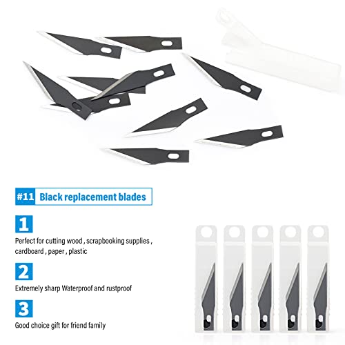 EHDIS Precision Craft Knife Blades 11# Refill Art Blades Cutting Tool With Storage Case for Hobby, Scrapbooking, Stencil (50)