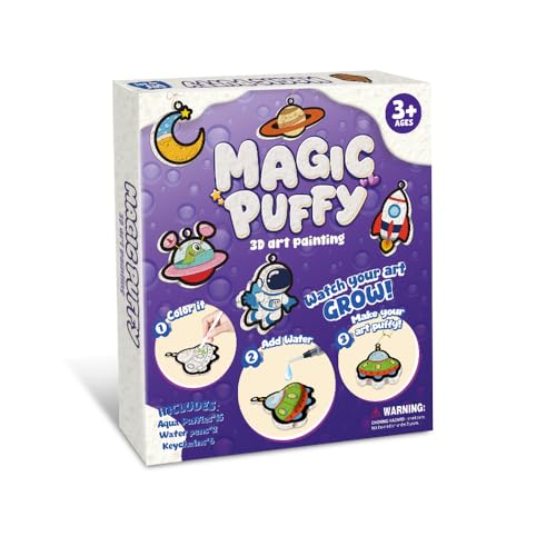 MZYTOZA Magic Foam Texture Painting Kit - 3D Art Craft Aqua Magic Puffs Paint Kit, 15 Mess-Free Paint by Number Craft for Kids (Space and Planets) - color: Purple Space and Planets