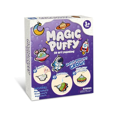 MZYTOZA Magic Foam Texture Painting Kit - 3D Art Craft Aqua Magic Puffs Paint Kit, 15 Mess-Free Paint by Number Craft for Kids (Space and Planets) - color: Purple Space and Planets