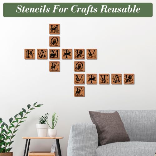 Letter Stencils for Crafts Reusable 36Pcs Number Stencils(5.1X5.1 in) - color: Animal Letter
