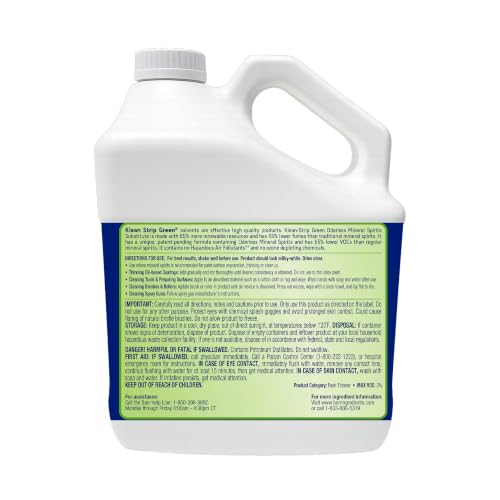 Painter's Choice Klean Strip Green Mineral Spirits - 1 Gal - Paint Thinner for Oil Based Paint, Varnish, & Stains - Mineral Spirits for Wood & Cleaning Surfaces - Available with Omni Depot Gloves
