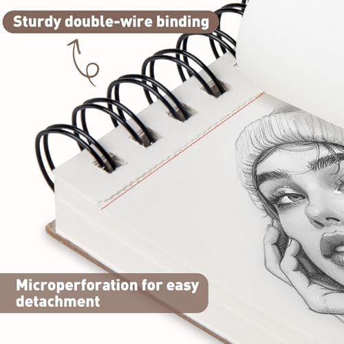 Umriox Sketch Pads for Drawing, 9" x 12" Sketchbook, 2-Pack | Acid-Free Drawing Paper, 100 Sheets Each Pad, Spiral Bound, Art Supplies for Artists, Students, School Sketching & Projects - size: 9" x 12"