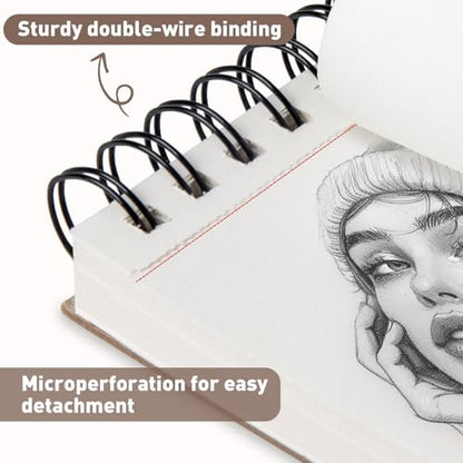 Umriox Sketch Pads for Drawing, 9" x 12" Sketchbook, 2-Pack | Acid-Free Drawing Paper, 100 Sheets Each Pad, Spiral Bound, Art Supplies for Artists, Students, School Sketching & Projects - size: 9" x 12"