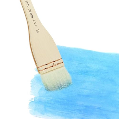 XDT#5249 Hake Paint Brush Set, 12Pcs Flat Goat Hair Wash Brushes (1.77") for Watercolor, Pottery Glaze, Acrylic, and Oil Painting - size: 12Pc Goat Hair(1.77 In)