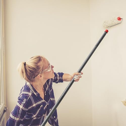FLY HAWK Paint Roller, 6FT Paint Roller Extension Pole Paint Roller kit with House Paint Roller Brush Stainless Steel Pole, New Splicing Rod, Mural Brush for Walls and Ceiling - size: Black-6FT