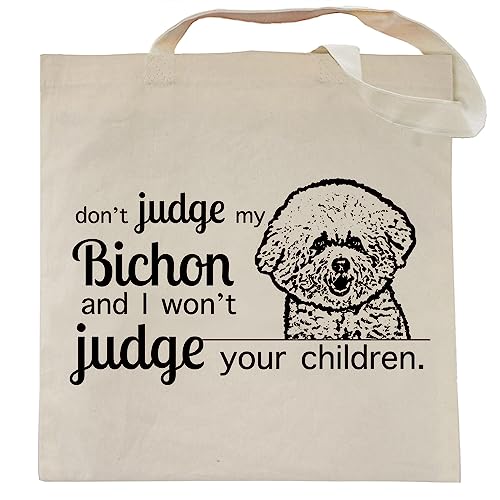 Pet Studio Art Don't Judge My Dog Tote Bag - color: Bichon Frise