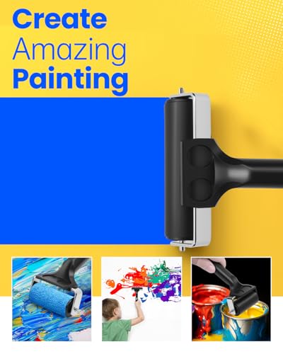 UCEC 1 Pack Rubber Brayer Roller for Printmaking Durable Ink Roller 4 Inch | Durable Rubber Roller for Ink & Paint, Great for Gluing, Diamond Painting & Block Printing, Crafting Tool, 4 Inch, Black - color: 4 Inch-Black
