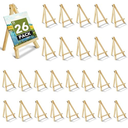 Conda 26 Pack 9 Inch Mini Wooden Display Easels, A-Shaped Mini Easel Stand for Small Painting, Painting Party Easel for DIY Crafts, Photos, Gift, Decoration - style: 26 Pcs