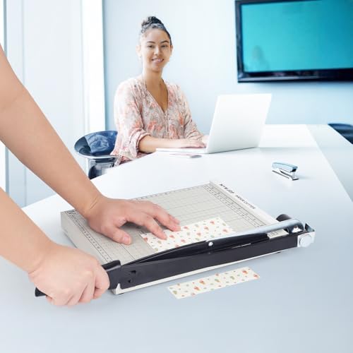 Paper Cutter 12 Inch, Heavy Duty Guillotine Paper Cutter Slider Trimmer, Paper Slicer with Magnetic Guide, Safety Lock, 8 Sheet Capacity for Cardstock, Crafts, Office & Home Use