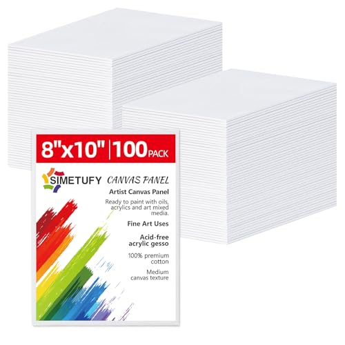 100 Pack 8x10 Bulk Small Canvas Boards for Painting Value Pack | Flat Canvas Panels 100% Cotton for Gouache Watercolor Acrylic Oil Paint, for Art Class & Party - size: 8"x10"- 100pcs