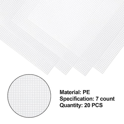 Pllieay 20 Pieces 7 Count Plastic Canvas Plastic Mesh Canvas Sheets | Eye Mesh for Embroidery, Acrylic Yarn Crafting, Knit and Crochet Projects(10.5 X 13.5 Inch) - color: 20Pcs