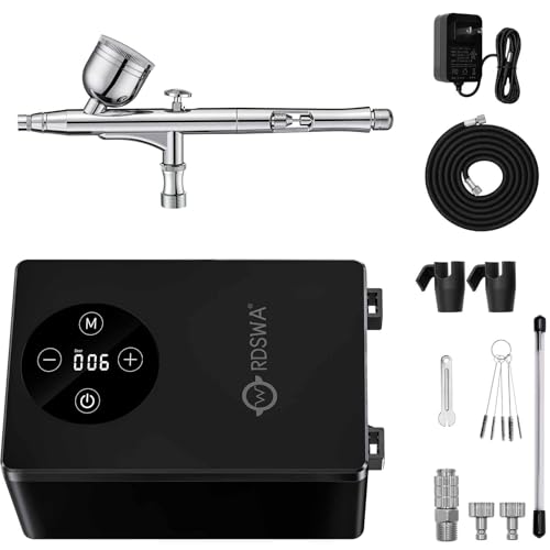 Airbrush Kit with Air Compressor, 55PSI 6 Adjustable Pressure, 0.3mm Dual-Action Airbrush Gun, for Model Painting, Makeup, Cake Decorating, Tattoo, Nail Art