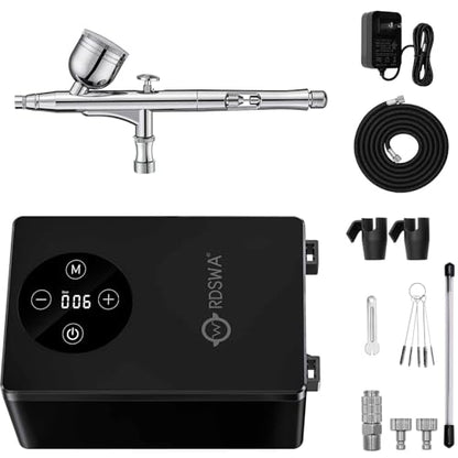 Airbrush Kit with Air Compressor, 55PSI 6 Adjustable Pressure, 0.3mm Dual-Action Airbrush Gun, for Model Painting, Makeup, Cake Decorating, Tattoo, Nail Art